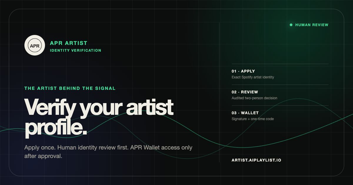 Verify your artist profile · APR Artist